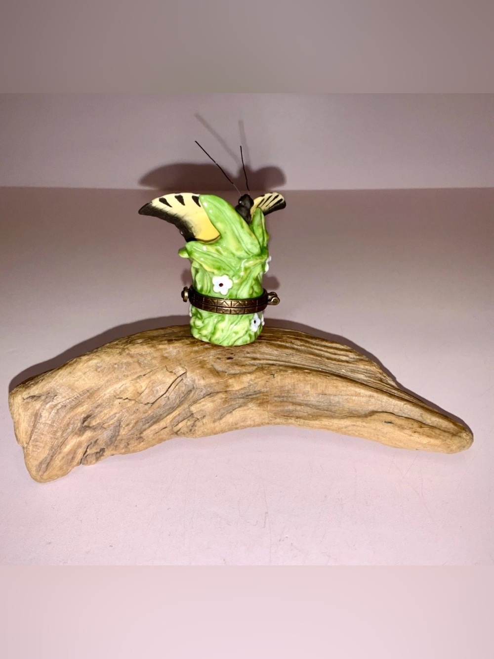 Vintage PHB Porcelain Hinged Trinket Box Butterfly